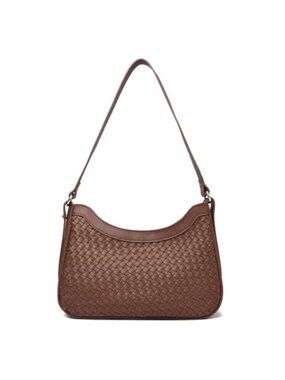 Woven Faux Leather Hobo Shoulder Bag Adjustable Strap